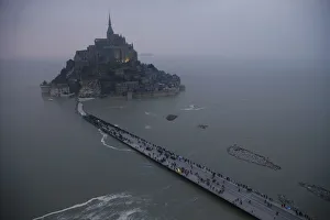 An aerial view shows the Mont Saint-Michel off Frances Normandy coast An aerial view shows the Mont Saint-Michel off Frances Normandy coast