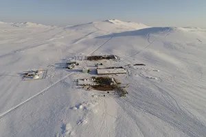An aerial view shows the nomad camp of farmer Tanzurun Darisyu in the snow-covered steppe An aerial view shows the nomad camp of farmer Tanzurun Darisyu in the snow-covered steppe