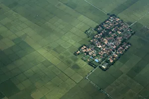 An aerial view shows a paddy field in Indonesias West Java province An aerial view shows a paddy field in Indonesias West Java province