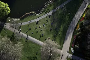 Images Dated 28th March 2012: An aerial view shows people sitting in a Park in London