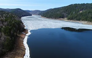 Russia Gallery: An aerial view shows the Shumikha Gulf of the Yenisei River outside Krasnoyarsk