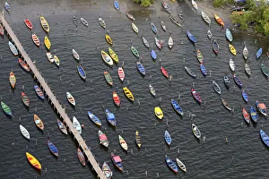 An aerial view of small boats at Guanabara bay in Rio de Janeiro An aerial view of small boats at Guanabara bay in Rio de Janeiro