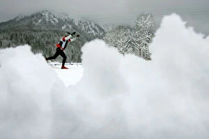 Images Dated 15th February 2005: An athlete tries to make his way after heavy snow falls at the cross country race track for