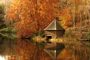 Autumnal leaves are reflected in Loch Dunmore in Perthshire, Scotland Autumnal leaves are reflected in Loch Dunmore in Perthshire, Scotland