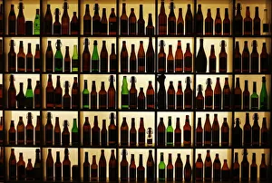 Beer bottles from all over the world are on display at the Hop museum in Wolnzach Beer bottles from all over the world are on display at the Hop museum in Wolnzach