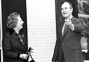 British Prime Minister Margaret Thatcher and US PRESIDENT GEORGE BUSH