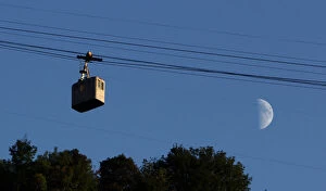 Images Dated 7th October 2013: A cable car passes above the town of Chiatura