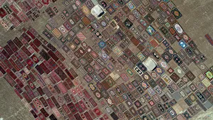 Carpets are laid out in fields to soften their colors under sizzling sun in Dosemealti Carpets are laid out in fields to soften their colors under sizzling sun in Dosemealti