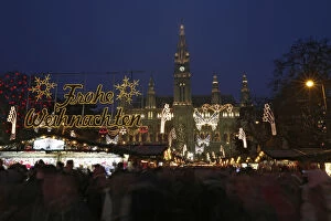 Images Dated 16th December 2014: The Christmas illumination of Rathausplatz is pictured in Vienna