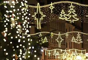 Images Dated 21st December 2014: Christmas illuminations light the Vaci shopping street in downtown Budapest