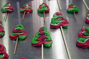 Christmas tree-shaped candies are displayed at candy shop in Singapore Christmas tree-shaped candies are displayed at candy shop in Singapore