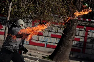 Clashes during a demonstration called by self-proclaimed anarchists from the Balkans Clashes during a demonstration called by self-proclaimed anarchists from the Balkans