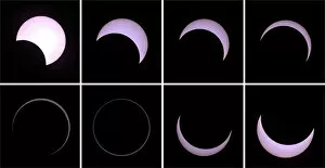 A combination of pictures shows the beginning to the end of an annular solar eclipse seen