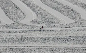 A cross country skier is seen on the Dachstein glacier, as a heatwave hits the country A cross country skier is seen on the Dachstein glacier, as a heatwave hits the country