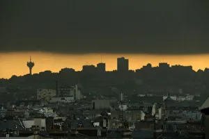 Dark clouds gather in a general view of the Eastern Paris sky line Dark clouds gather in a general view of the Eastern Paris sky line