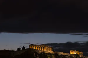 Dark clouds gather above the Parthenon Temple at the archaeological site of the Acropolis Dark clouds gather above the Parthenon Temple at the archaeological site of the Acropolis
