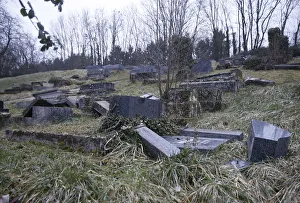 Desecrated tombstones are seen at the Sarre-Union Jewish cemetery, eastern France Desecrated tombstones are seen at the Sarre-Union Jewish cemetery, eastern France
