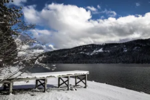 A dock stands dry on drought-stricken Donner Lake near Truckee, California A dock stands dry on drought-stricken Donner Lake near Truckee, California