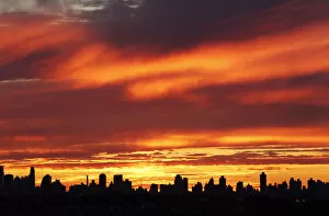 Images Dated 30th August 2011: The evening sky is pictured during sunset over New York city