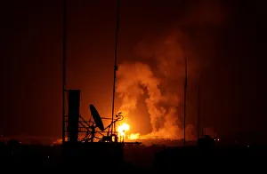 Explosion is seen during Israeli air strikes in Gaza Explosion is seen during Israeli air strikes in Gaza