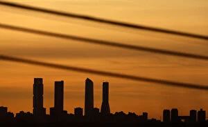 Images Dated 28th January 2013: The financial district of Madrid is seen at dusk in Paracuellos del Jarama