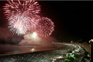 Latin america/fireworks explode copacabana beach rio janeiro Latin america/fireworks explode copacabana beach rio janeiro