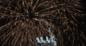 Fireworks explode during new year celebrations over the Brandenburger Tor gate in Berlin Fireworks explode during new year celebrations over the Brandenburger Tor gate in Berlin