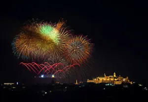 Fireworks explode over the town of Victoria on the Maltese island of Gozo during celebrations Fireworks explode over the town of Victoria on the Maltese island of Gozo during celebrations