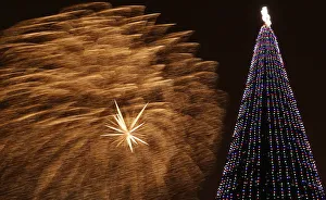 Fireworks light the sky during Orthodox Christmas celebrations in Krasnoyarsk Fireworks light the sky during Orthodox Christmas celebrations in Krasnoyarsk