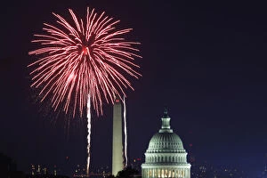 Fireworks light up the sky over the United States Capitol dome and the Washington