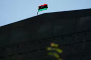 The flag of Libya flies in the Manhattan borough of New York