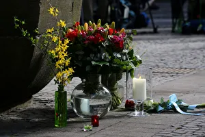 Flowers are seen on the site where on April 7 a man drove a van into a group of people Flowers are seen on the site where on April 7 a man drove a van into a group of people