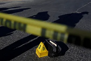 Juarez Gallery: Forensic marks are seen on a crime scene, where two dead bodies were found