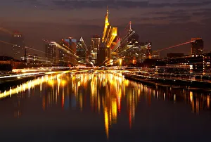 The Frankfurt skyline with its financial district is photographed on early evening in The Frankfurt skyline with its financial district is photographed on early evening in