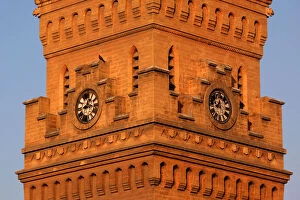 A general view of a clock dial without hands on the British era Empress Market building