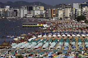 A general view of the crowded beach is seen in the city of Durres A general view of the crowded beach is seen in the city of Durres