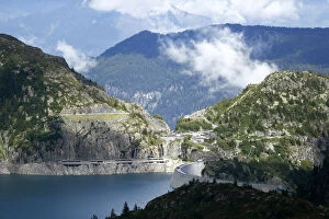 Images Dated 19th August 2014: General view of the Emosson dam is seen during a visit to the Nant de Drance hydropower
