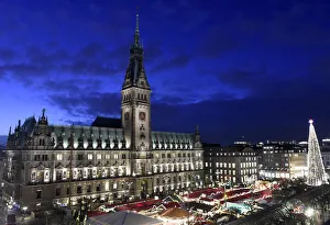 A general view is seen of the Christmas market in front of the historical town hall A general view is seen of the Christmas market in front of the historical town hall