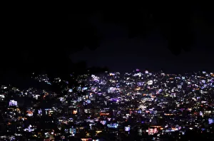 A general view shows houses decorated with lanterns and lights during the Tihar festival A general view shows houses decorated with lanterns and lights during the Tihar festival