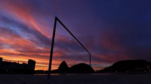 A goal post is seen on Sao Conrado beach in Rio de Janeiro A goal post is seen on Sao Conrado beach in Rio de Janeiro
