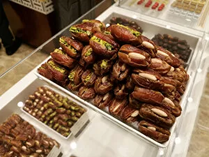 Images Dated 8th August 2019: High quality dates are displayed at Bateel dates and confectionery shop at Bahrain City