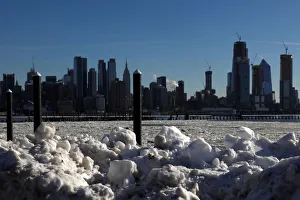 Ice is seen on the Hudson River between New Jersey and New York City Ice is seen on the Hudson River between New Jersey and New York City
