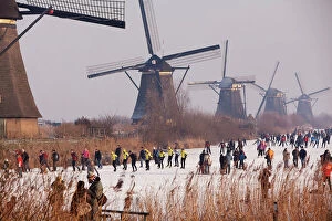 Images Dated 25th June 2009: Ice Skaters and Windmills in the Netherlands