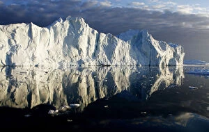 Images Dated 1st June 2007: Icebergs are reflected in the calm waters at the mouth of the Jakobshavn ice fjord