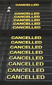 An information board shows all flights cancelled at the Zaventem international airport An information board shows all flights cancelled at the Zaventem international airport