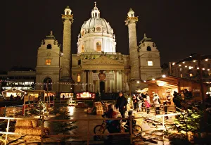 Karlskirche church is pictured behind an advent market in Vienna Karlskirche church is pictured behind an advent market in Vienna
