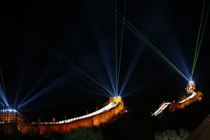 Light and laser illuminate the Great Wall of China to celebrate the new year at the Light and laser illuminate the Great Wall of China to celebrate the new year at the