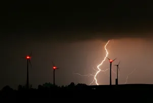 Lightning bolt strikes during a thunderstorm over the eastern German village Schleiz Lightning bolt strikes during a thunderstorm over the eastern German village Schleiz