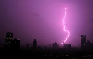A lightning bolt strikes during a thunderstorm over Shanghai A lightning bolt strikes during a thunderstorm over Shanghai