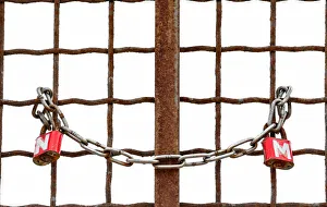Love locks are seen attached to a metal fence near the canal of Port Said Love locks are seen attached to a metal fence near the canal of Port Said